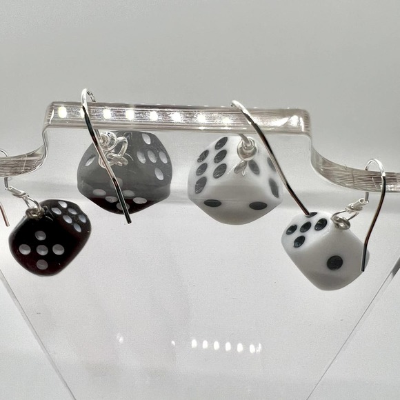 Dice Earrings - Las Vegas Earrings - Dangle Earrings - Retro Toy Earrings - Picture 5 of 10